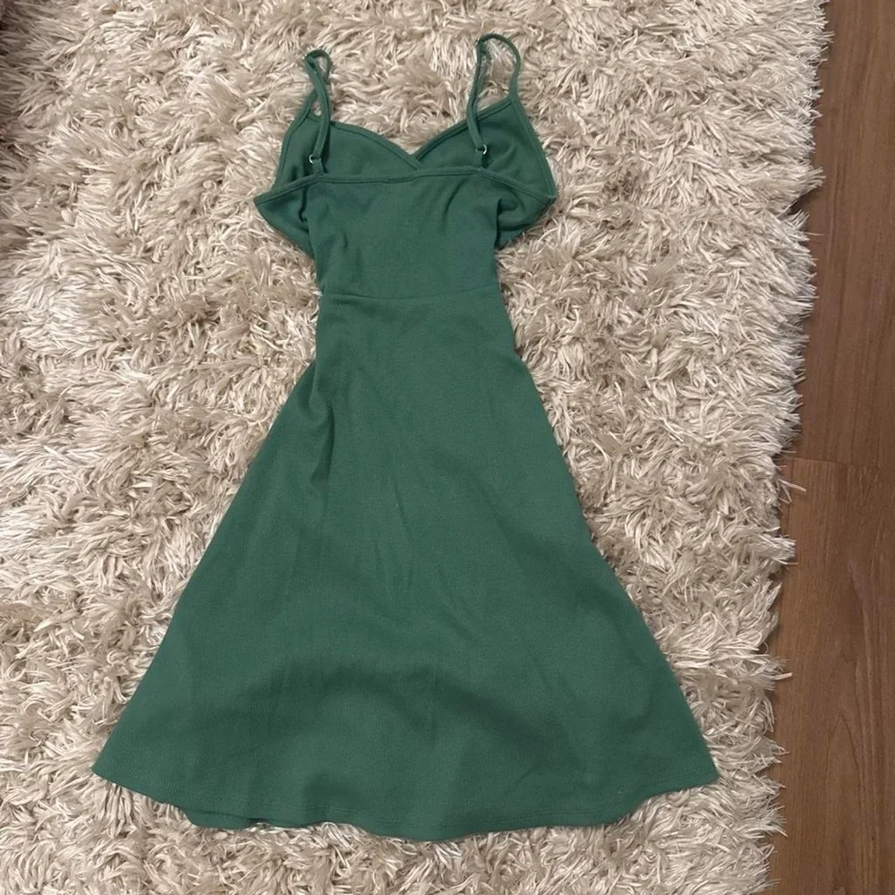 Green Spaghetti Strap Midi Dress with Wrap Bodice